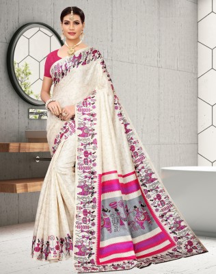 shree laxmi Floral Print Banarasi Cotton Silk Saree(Pink)