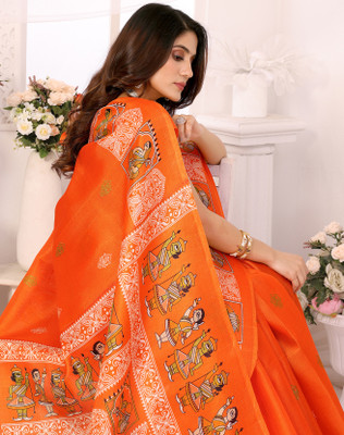 YASHIKA Printed Bollywood Art Silk Saree(Orange)
