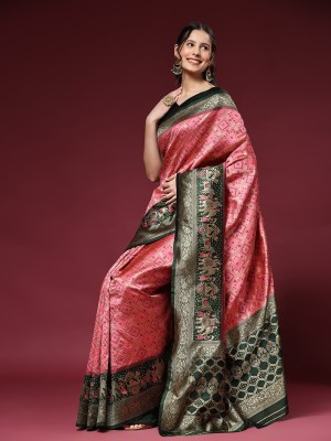 PHEASANT Woven Patola Art Silk Saree(Maroon)