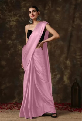 Arpita Fashion Solid/Plain Bollywood Satin Saree(Pink)