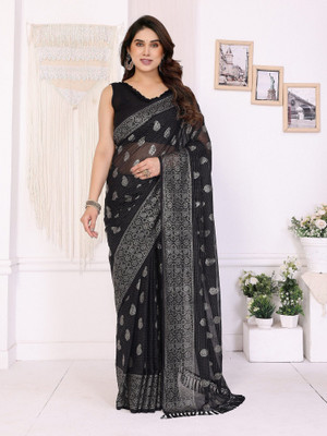 ROOP SUNDARI SAREES Paisley Bollywood Georgette Saree(Black)