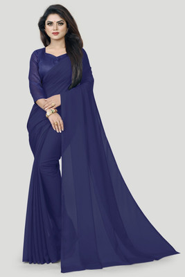 VRINDITA FASHION Embroidered Bollywood Georgette Saree(Blue)