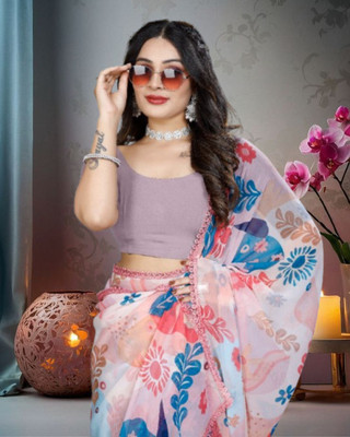 Jayu Digital Print, Floral Print, Printed Bollywood Georgette Saree(Multicolor)