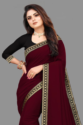 Duggad Creation Solid/Plain Bollywood Georgette Saree(Maroon)