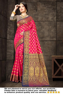 jayant creation Printed Daily Wear Jacquard, Silk Blend Saree(Pack of 2, Pink, Gold)