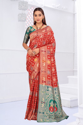 Suali Woven Banarasi Pure Silk Saree(Red)