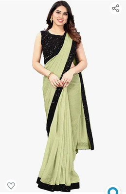 CHIGS Self Design Bollywood Lycra Blend Saree(Green)