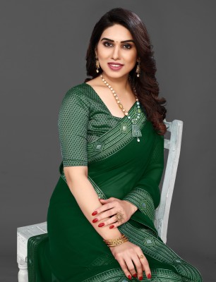 TRINITI FAB Embroidered Bollywood Georgette Saree(Green)