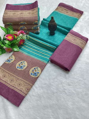Gajal Woven Daily Wear Cotton Linen, Pure Cotton Saree(Light Blue)