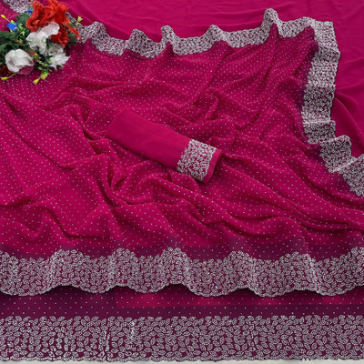 KONICA FAB Embellished Bollywood Chiffon Saree(Maroon)