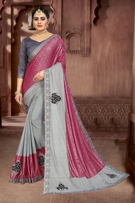 QUEDDY'S Self Design Bollywood Lycra Blend Saree(Pink)