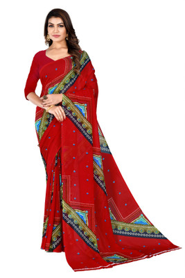 Kanooda Prints Printed Daily Wear Georgette Saree(Multicolor)