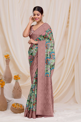 DHARMRAJ ENTERPRISE Printed Banarasi Crepe Saree(Multicolor)