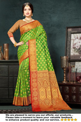 jayant creation Printed Daily Wear Jacquard, Silk Blend Saree(Light Green)