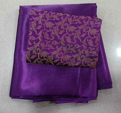 Dhanush Creation Solid/Plain Bollywood Satin Saree(Purple)