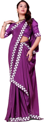 jayant creation Solid/Plain Bollywood Georgette Saree(Purple)