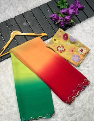 GOSWAMI CREATION Ombre Banarasi Georgette Saree(Multicolor)