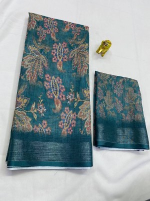 Vishwa Vijay Creation Digital Print Bollywood Cotton Linen Saree(Maroon)