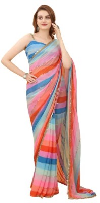 SHOBHTESH Striped Leheria Georgette Saree(Multicolor)