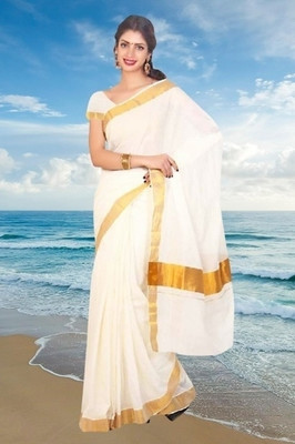 GUGALIYA FASHION Solid/Plain Kasavu Pure Cotton Saree(Multicolor)