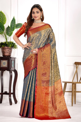 Jyanshu Creation Woven Dharmavaram Silk Blend Saree(Multicolor)