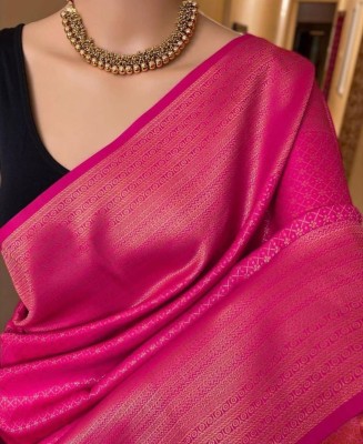 Orus Woven, Embellished Banarasi Jacquard, Art Silk Saree(Pink)