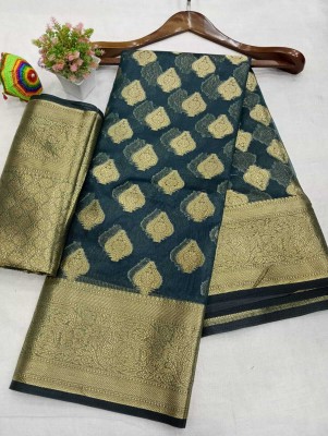 Gajal Self Design Chanderi Pure Silk, Art Silk Saree(Dark Green)