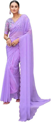 immolate Solid/Plain Bollywood Georgette Saree(Multicolor)