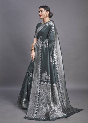 Julee Embellished Banarasi Jacquard Saree(Dark Blue)