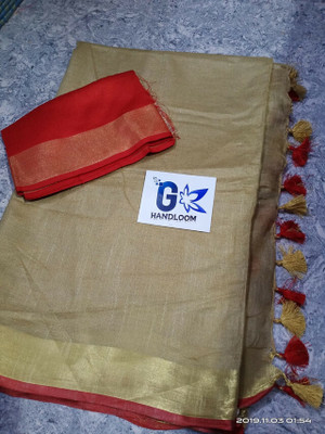 govind handloom Solid/Plain Bollywood Art Silk Saree(Brown)