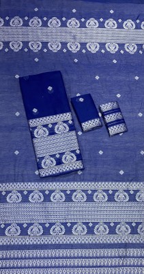 kamdar Woven Mekhela Chador Art Silk Saree(Dark Blue)