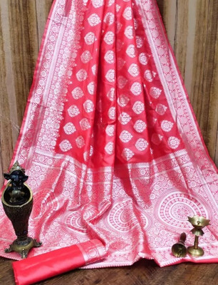 SATVASHIV Self Design Kanjivaram Jacquard Saree(Orange)