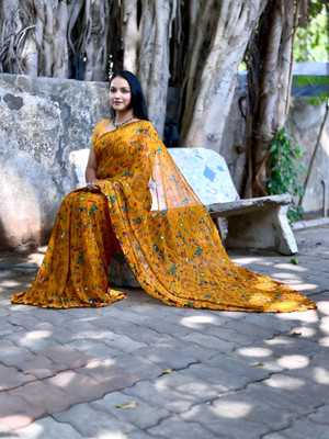 sarikafab Printed Kalamkari Georgette Saree(Multicolor)