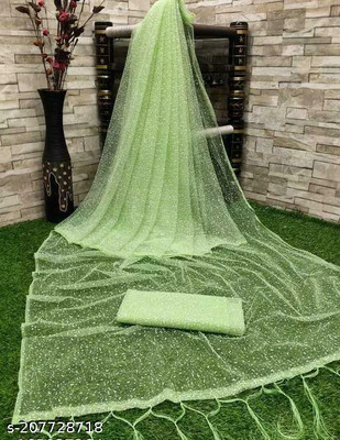KRIVITY Self Design Bollywood Net Saree(Light Green)