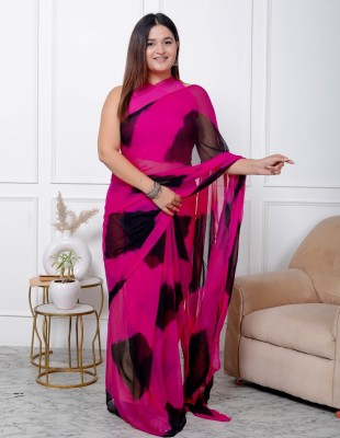 HouseOfCommon Dyed Leheria Chiffon Saree(Pink)