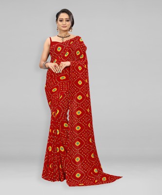 kashvi sarees Printed Daily Wear Georgette Saree(Red)