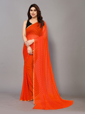 Divastri Woven, Embellished Daily Wear Chiffon Saree(Orange)