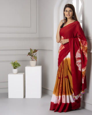 NIKHILAM Printed Daily Wear Pure Cotton Saree(Multicolor)
