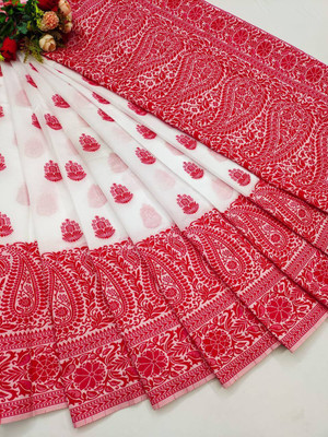 Anahant Creation Self Design Banarasi Cotton Silk Saree(Multicolor)