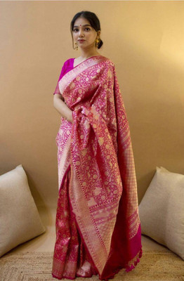 Anahant Creation Self Design Banarasi Silk Blend Saree(Pink)