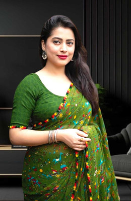 MAHADEV NX Self Design Bollywood Georgette Saree(Green)