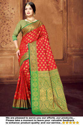 jayant creation Printed Daily Wear Jacquard, Silk Blend Saree(Red)