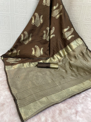 Shirodhari Woven Kanjivaram Pure Silk, Art Silk Saree(Brown)