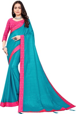 HINDVA FASHION HUB Embroidered Bollywood Art Silk Saree(Blue)