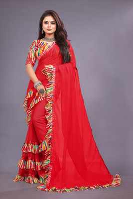 seju fastion Self Design Bollywood Georgette Saree(Red)