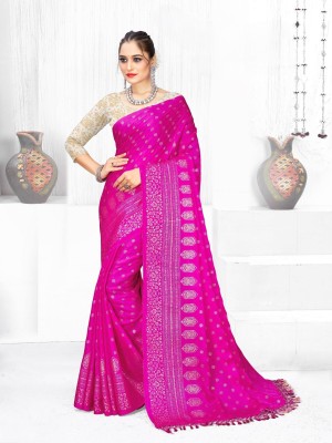 SHILPKALA Embellished Daily Wear Chiffon Saree(Pink)