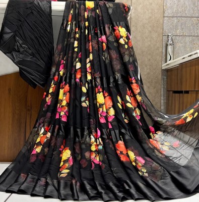 MM VENTURE Floral Print Daily Wear Georgette Saree(Black)