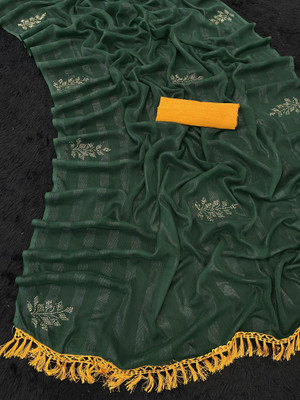 Pemal Designer Printed Bollywood Georgette Saree(Green)