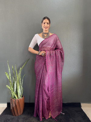 Julee Striped Bollywood Chiffon Saree(Multicolor)