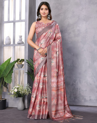 Divastri Printed Bhagalpuri Art Silk Saree(Pink)